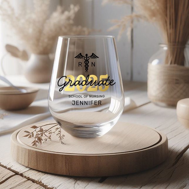 Nursing School Graduate Class of 2025 Stemless Wine Glass (Creator Uploaded)