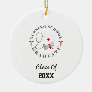 Nursing School Graduate Gear Ceramic Tree Decoration