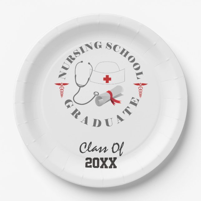 Nursing School Graduate Gear Paper Plate (Front)