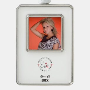 Nursing School Graduate Gear Silver Plated Framed Ornament