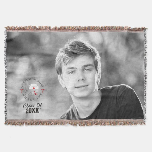 Nursing School Graduate Gear Throw Blanket (Front)