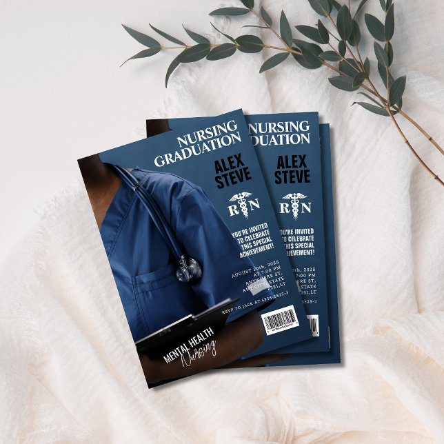Nursing School Graduate Photo Magazine Invitation (Creator Uploaded)