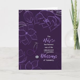 Nursing School Graduate Plum Botanical Stethoscope Card