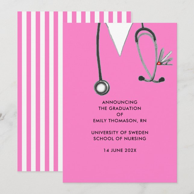 Nursing School Graduation Announcement (Front/Back)