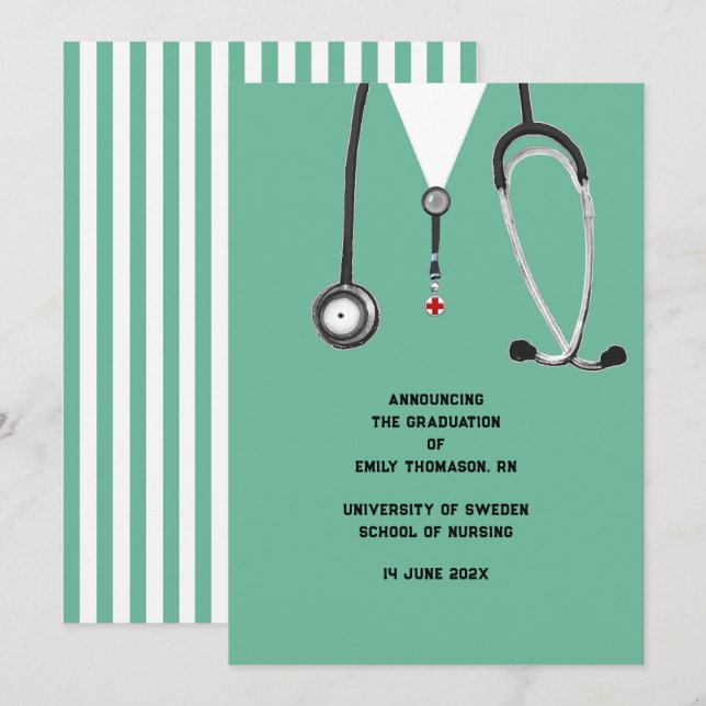 Nursing School Graduation Announcement (Front/Back)