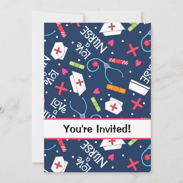 Nursing School Graduation Celebration Navy Blue Invitation (Front)