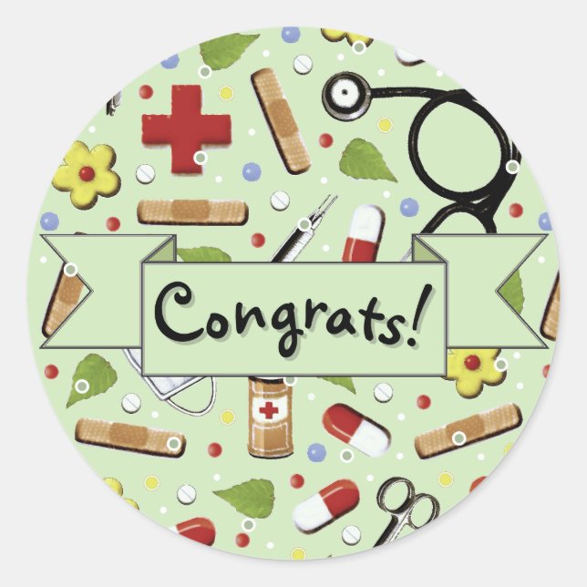 Nursing School Graduation Congrats Classic Round S Classic Round Sticker (Front)