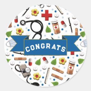 Nursing School Graduation Congrats Classic Round Sticker