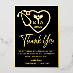 Nursing School Graduation Gold Foil Thank You Card