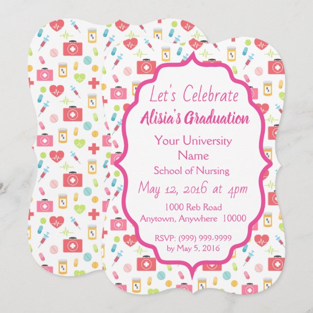 Nursing School Graduation Invitation (Front/Back)