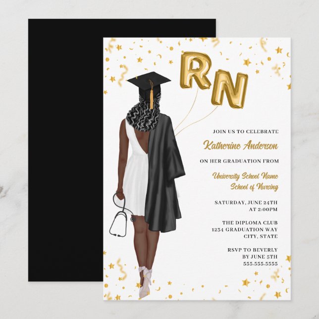 Nursing School Graduation Party Invitation (Front/Back)