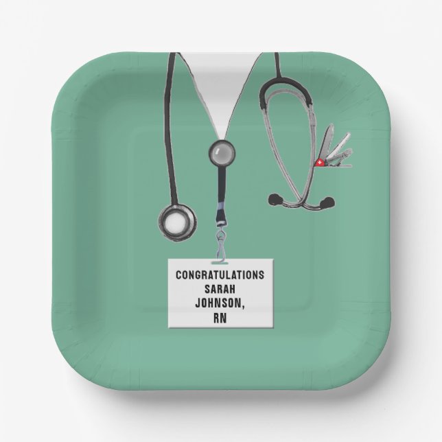 Nursing School Graduation Party Paper Plate (Front)