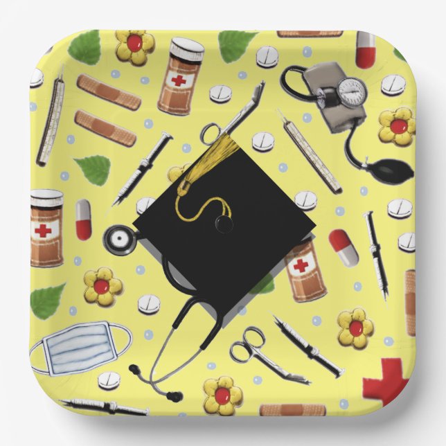 Nursing School Graduation Party Paper Plate (Front)