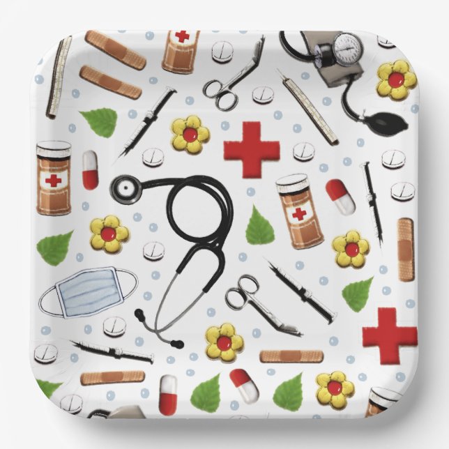 Nursing School Graduation Party Paper Plate (Front)