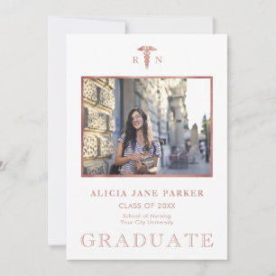 Nursing school graduation photo rose gold announcement