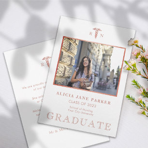 Nursing school graduation photo rose gold glitter 