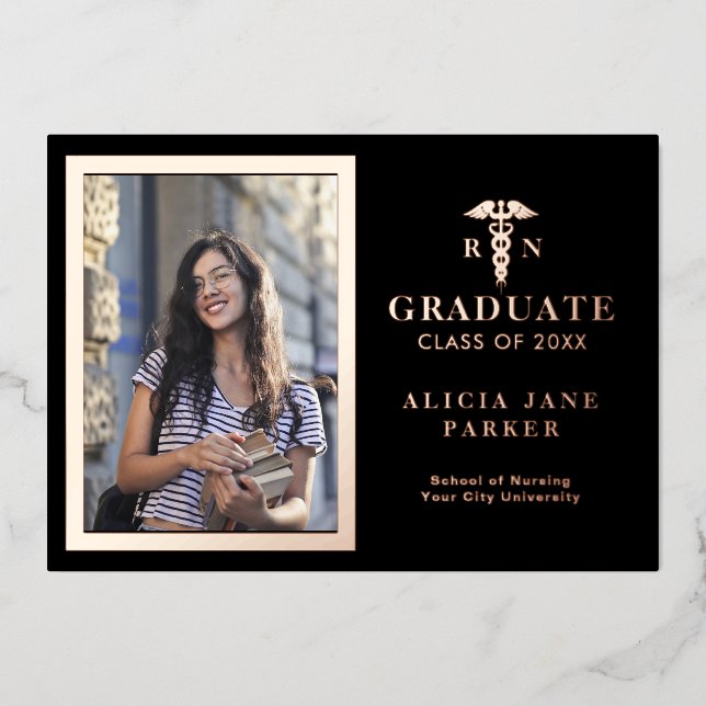 Nursing school graduation rose gold photo (Front)