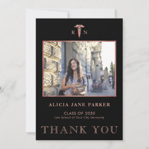 Nursing school graduation simple modern photo thank you card