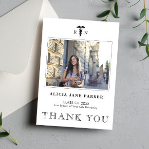 Nursing school graduation simple modern photo thank you card