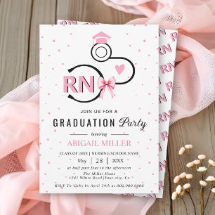Nursing shool stethoscope pink RN graduation Invitation