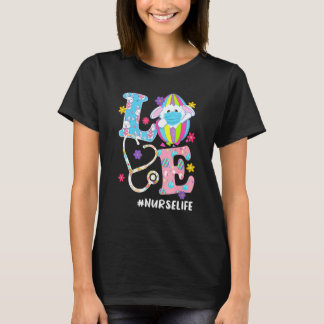 Nursing Stethoscope Scrub Life Nurse Bunny Easter T-Shirt