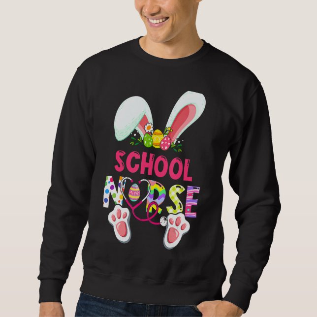 Nursing Stethoscope Scrub School Nurse Bunny Easte Sweatshirt (Front)