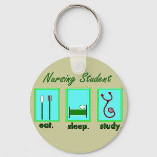 nursing student eat sleep study key ring