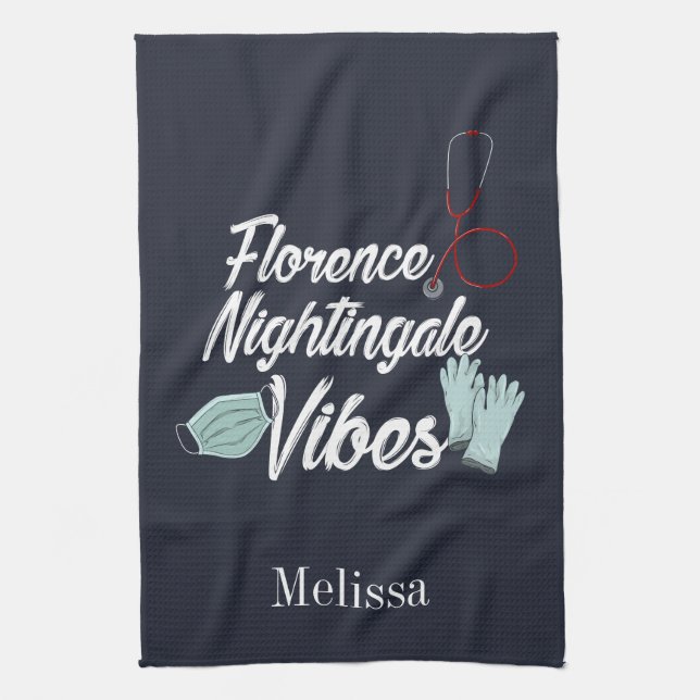 Nursing Student Nightingale Vibes Personalised Tea Towel (Vertical)