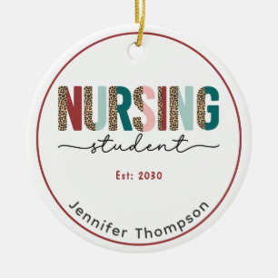 Nursing Student Personalized Animal Print    Ceramic Tree Decoration