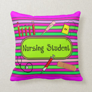 Nursing Student Striped Pillow