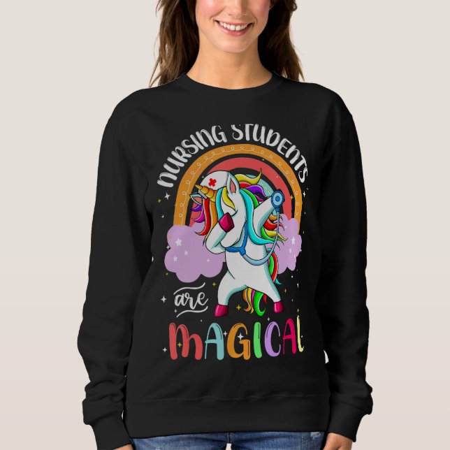 Nursing Students  Rn Nursing Magical Unicorn Rainb Sweatshirt (Front)