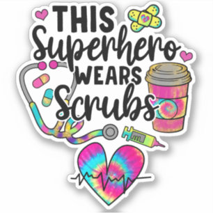Nursing Superhero Scrubs Rainbow Nurse