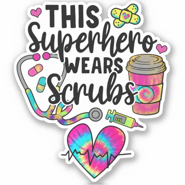 Nursing Superhero Scrubs Rainbow Nurse  (Front)