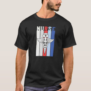 Nursing Symbol Red White Blue Healthcare Patriotic T-Shirt