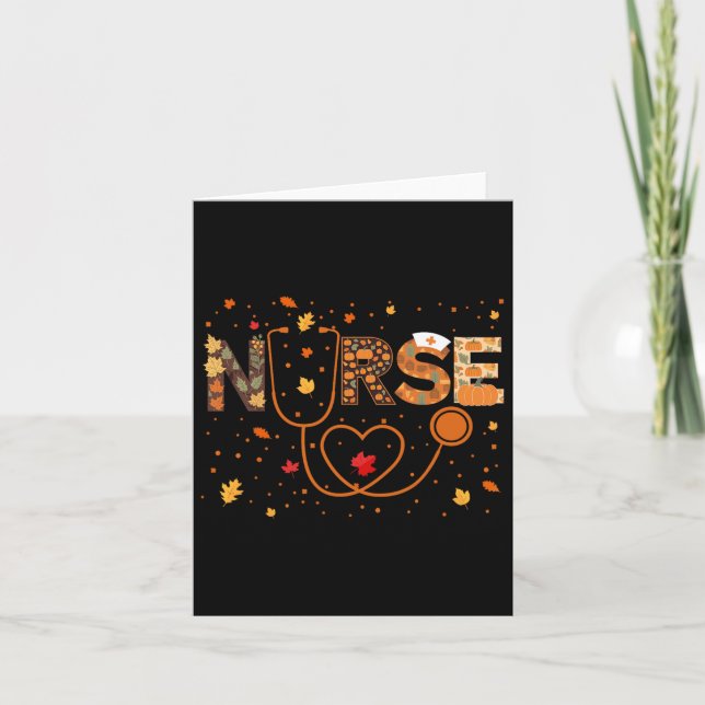 Nursing Thanksgiving Day Stethoscope Fall Nurse Co Card (Front)