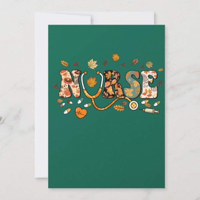 Nursing Thanksgiving Day Stethoscope Fall Nurse Co Invitation (Front)