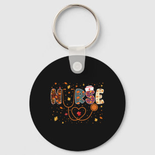 Nursing Thanksgiving Day Stethoscope Fall Nurse Co Key Ring