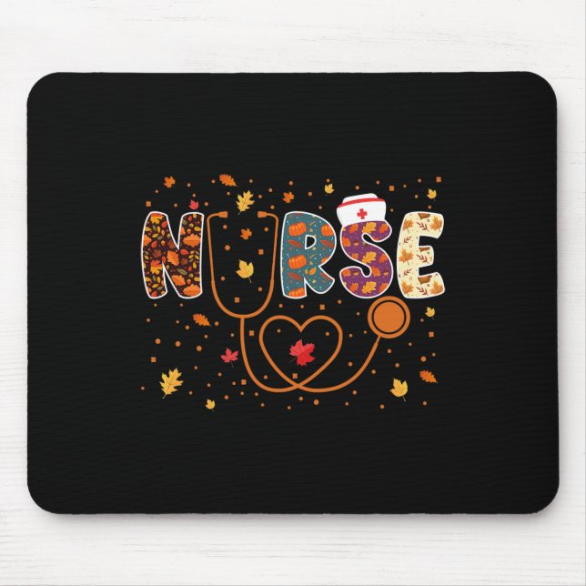 Nursing Thanksgiving Day Stethoscope Fall Nurse Co Mouse Mat (Front)