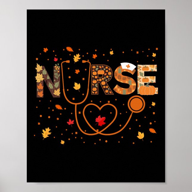 Nursing Thanksgiving Day Stethoscope Fall Nurse Co Poster (Front)