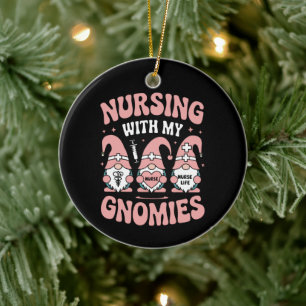 Nursing With My Gnomies Gnome Nurse Life Valentine Ceramic Tree Decoration
