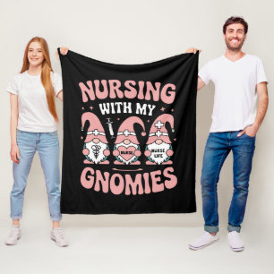 Nursing With My Gnomies Gnome Nurse Life Valentine Fleece Blanket