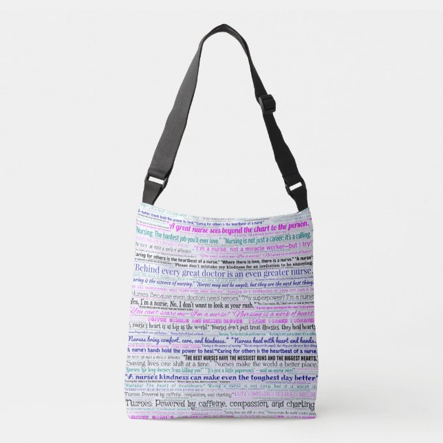 Nursing Word Cloud Crossbody Bag (Front)