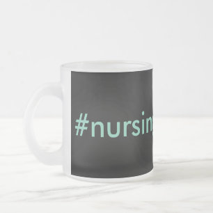 #nursingproblems black & aqua frosted glass coffee mug