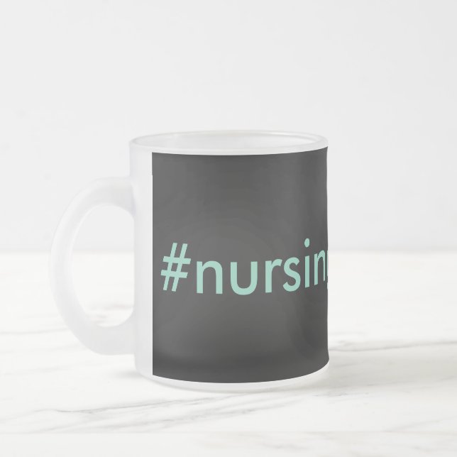 #nursingproblems black & aqua frosted glass coffee mug (Left)