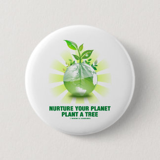 Nurture Your Planet Plant A Tree (Planet Earth) 6 Cm Round Badge