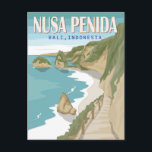Nusa Penida Beach Bali Indonesia Vintage Postcard<br><div class="desc">Bali vintage vector design. It is an island southeast of Indonesia's island Bali and a district of Klungkung Regency that includes the neighbouring small island of Nusa Lembongan and twelve even smaller islands.</div>