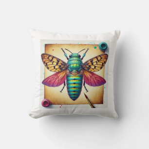 Nusalala insect top view 050824IREF237 - Watercolo Cushion