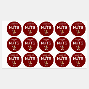 Nut Allergy Colourful Waterproof Round Sticker