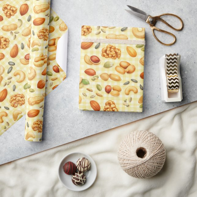 Nut and Seed Pattern Wrapping Paper (Crafts)