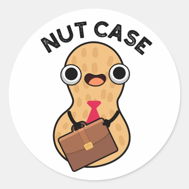 Nut Case Funny Peanut Puns Classic Round Sticker (Front)